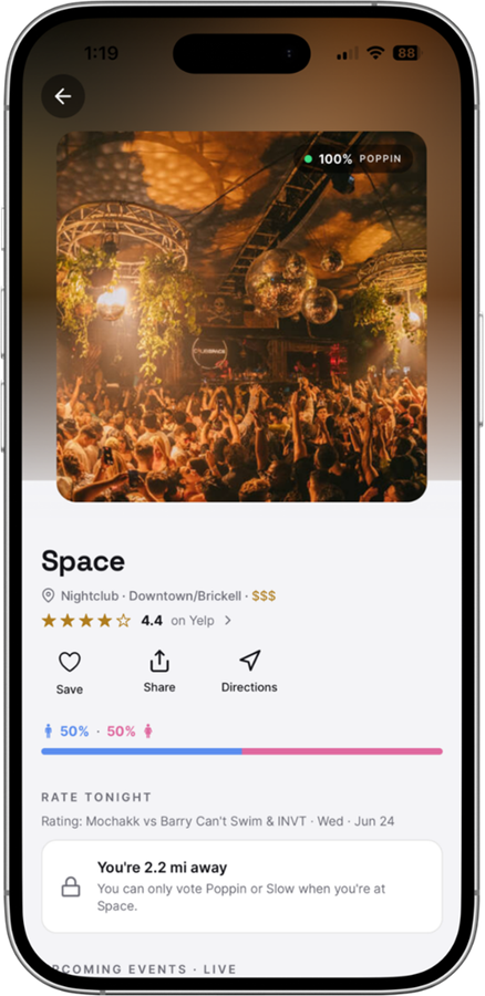 Poppin app — venue detail