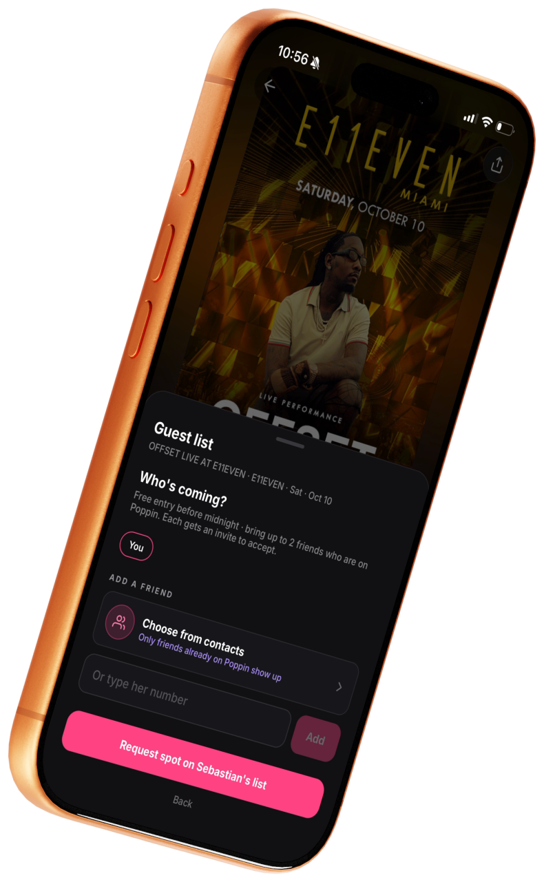 Poppin — request a guest-list spot
